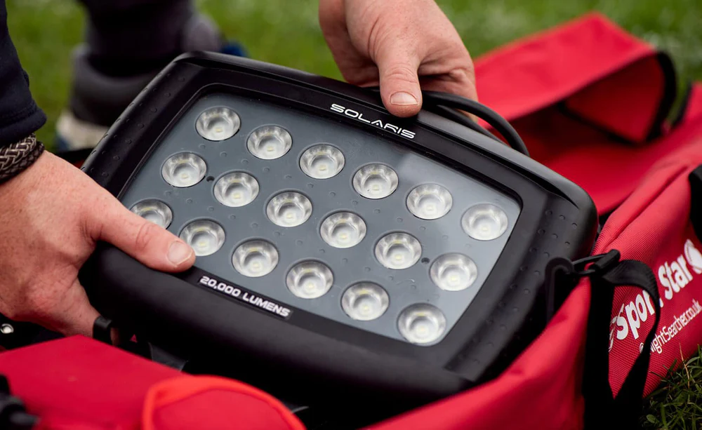 Portable floodlights for sports facilities