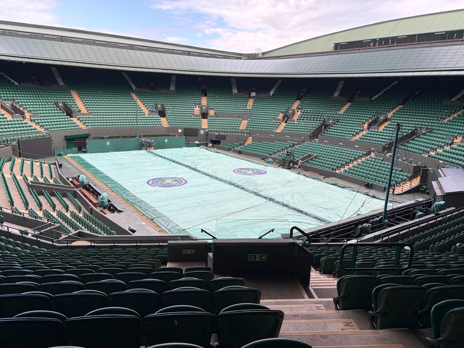 Full view of Wimbledon court covers