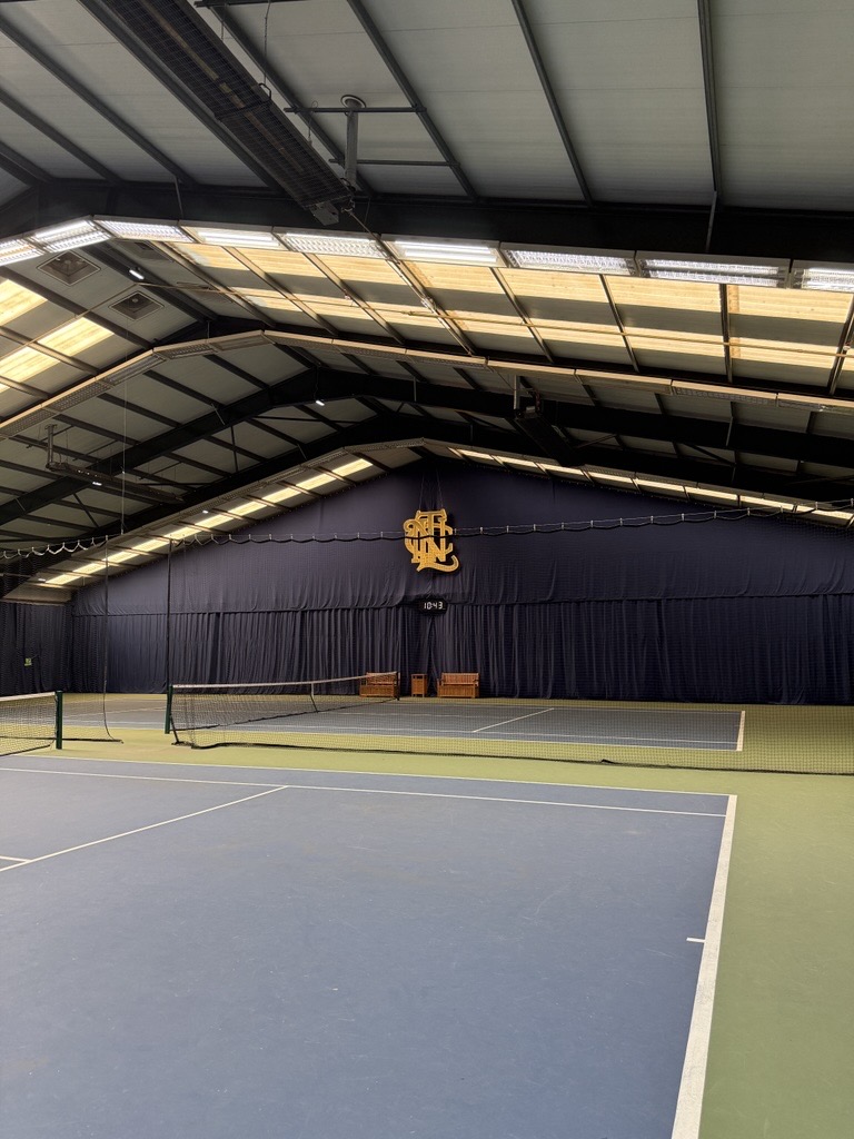 Court divider netting installation