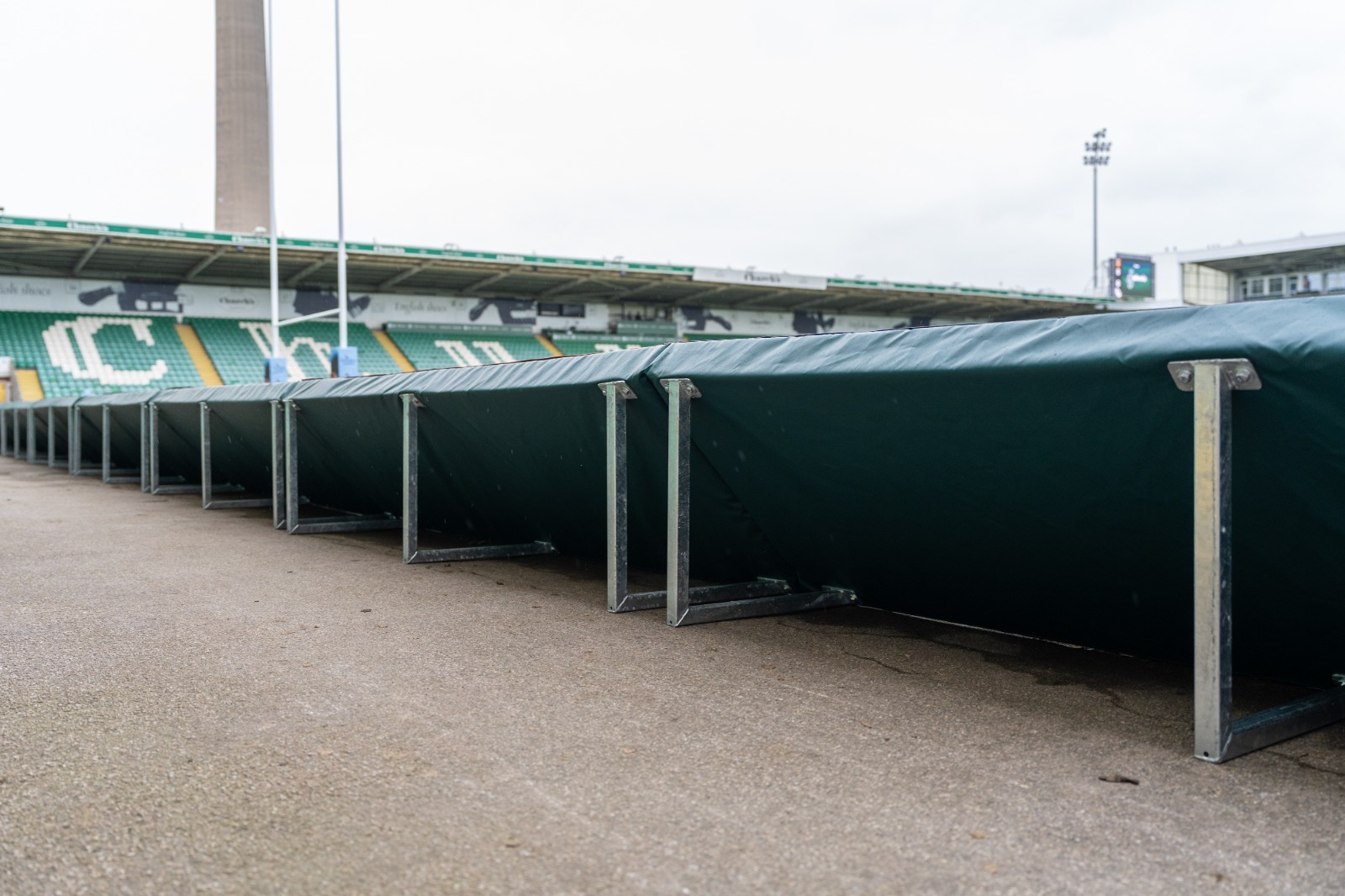Northampton Saints sponsored safety padding around the tryline