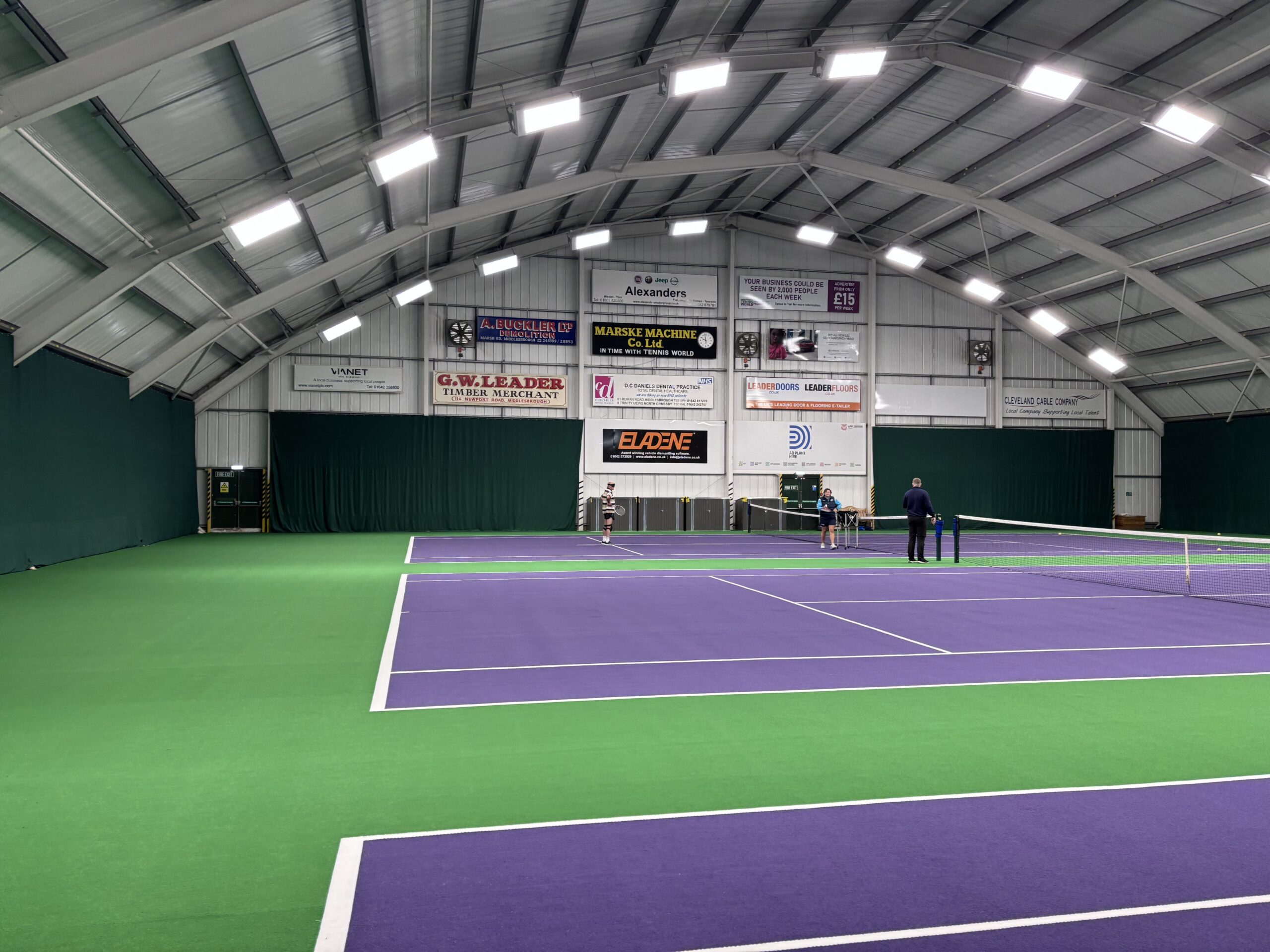 Indoor backdrop curtains installed at Tennis World Middlesbrough